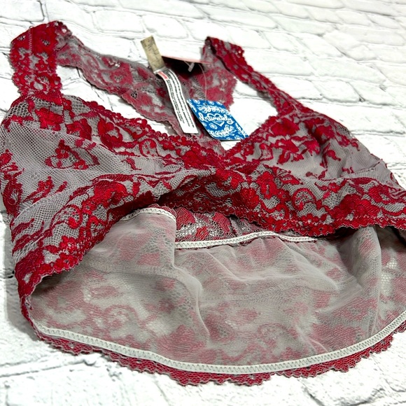 🆕 Free People Wild Roses Racerback Bra - Cloud/Ruby Combo - Size Large - Picture 13 of 16